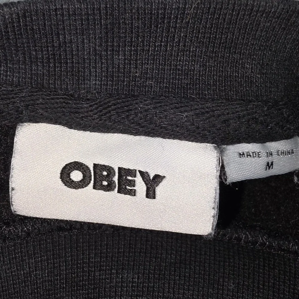 Obey Black Graphic Sweatshirt Neon Flower Logo Medium Crewneck Streetwear Skater